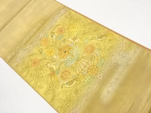 金彩螺鈿草花に鳥・ヱ霞模様刺繍袋帯
